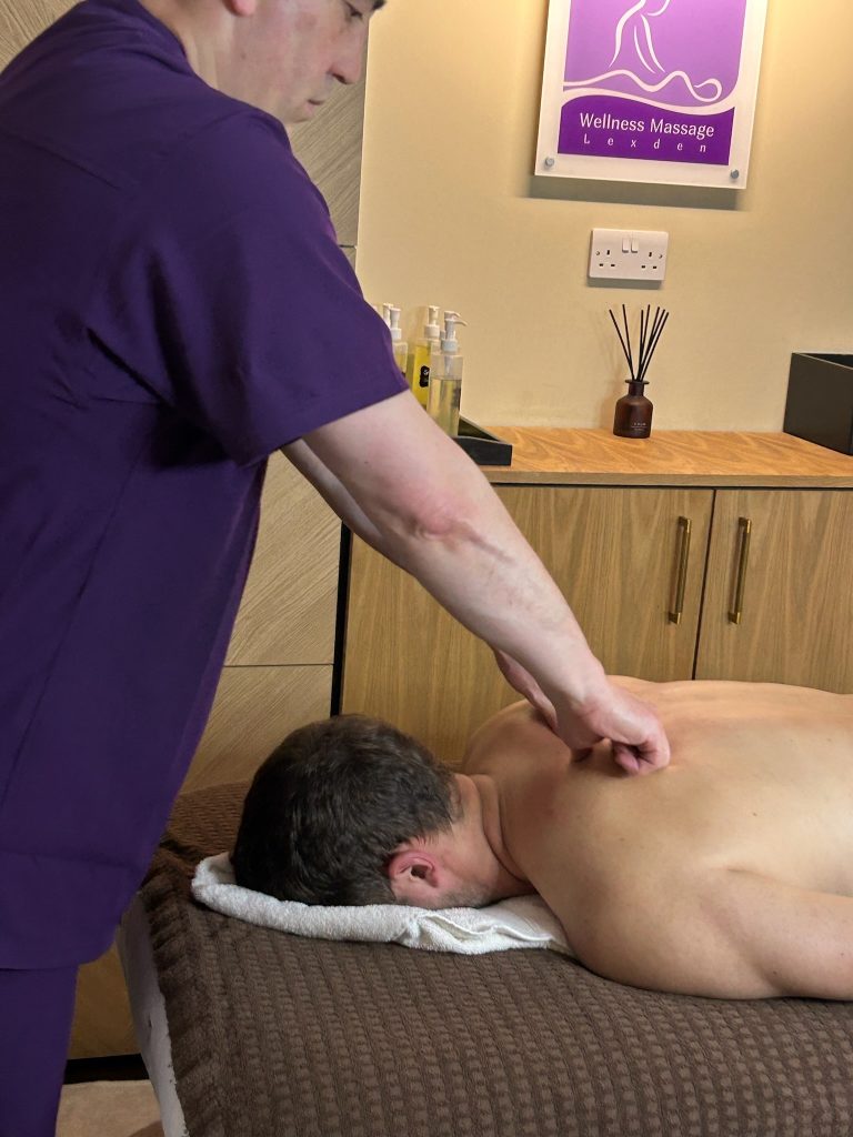a client receiving a mobile massage in Colchester at Wellness Massage Lexden