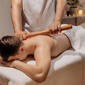 Man having a warm bamboo massage in colchester